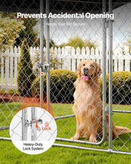 Outdoor Dog Kennel, 2 x 2 x 1.6 m Large Dog Kennel with Secure Lock, Outside Dogs Enclosures with UV-Resistant & Waterproof Roof Cover, Heavy Duty Pet Crate Cage Run for Large Dogs