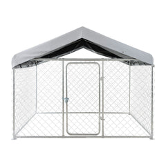 Outdoor Dog Kennel, 2 x 2 x 1.6 m Large Dog Kennel with Secure Lock, Outside Dogs Enclosures with UV-Resistant & Waterproof Roof Cover, Heavy Duty Pet Crate Cage Run for Large Dogs