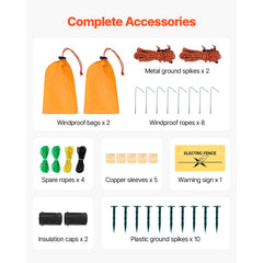 Electric Fence Netting, 0.88 x 49.98 m, PE Net Fencing with Posts & Double-Spiked Stakes, Utility Portable Mesh for Goats, Sheep, Lambs, Deer, Hogs, Dogs, Used in Backyards, Farms, and Ranches