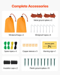 Electric Fence Netting, 0.88 x 49.98 m, PE Net Fencing with Posts & Double-Spiked Stakes, Utility Portable Mesh for Goats, Sheep, Lambs, Deer, Hogs, Dogs, Used in Backyards, Farms, and Ranches