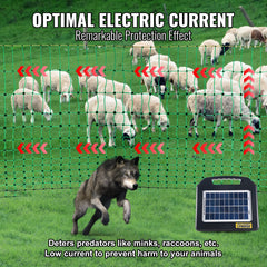 Electric Fence Netting, 1.06 x 49.98 m, PE Net Fencing with Posts & Double-Spiked Stakes, Utility Portable Mesh for Goats, Sheep, Lambs, Deer, Hogs, Dogs, Used in Backyards, Farms, and Ranches