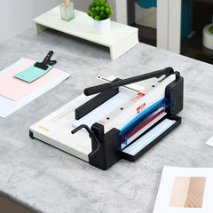 Heavy Duty Paper Cutter, 304.8 mm Industrial Commercial Guillotine Paper Cutter for A4 Paper, 400 Sheet Capacity, Solid Steel Construction, Stack Paper Trimmer for Office Home School Shop, White