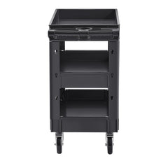 Utility Service Cart, 550 LBS Laod Capacity, 3 Shelf Heavy Duty Plastic Rolling Utility Cart with 360° Swivel Wheels (2 with Brakes), Ergonomic Storage Handle for Warehouse/Garage/Cleaning
