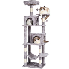 Cat Tree 160 cm Cat Tower with 2 Cat Condos Scratching Post Light Grey