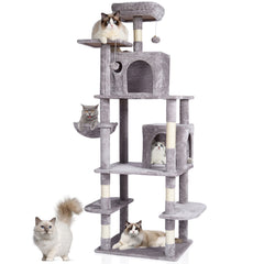 Cat Tree 174 cm Cat Tower with Cat Condos Sisal Scratching Post Light Grey