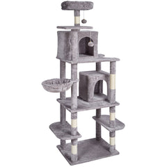 Cat Tree 174 cm Cat Tower with Cat Condos Sisal Scratching Post Light Grey