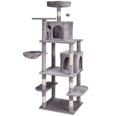 Cat Tree 174 cm Cat Tower with Cat Condos Sisal Scratching Post Light Grey