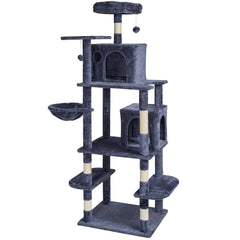 Cat Tree 174 cm Cat Tower with Cat Condos Sisal Scratching Post Dark Grey