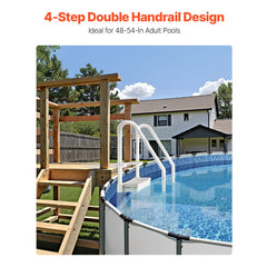 4-Step White Robust Pool Ladder of 2 Handrails for 1219.2-1371.6 mm Pools