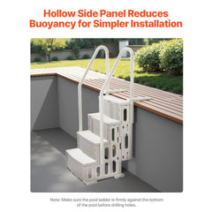 4-Step White Robust Pool Ladder of 2 Handrails for 1219.2-1371.6 mm Pools