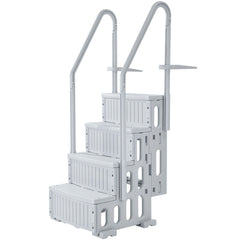 4-Step Grey Robust Pool Ladder of 2 Handrails for 1219.2-1371.6 mm Pools