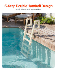 5-Step Inclined Robust Pool Ladder of 2 Handrails for 1219.2-1371.6mm Pool