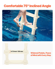 5-Step Inclined Robust Pool Ladder of 2 Handrails for 1219.2-1371.6mm Pool