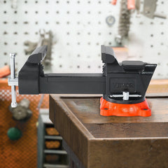 Bench Vise, 127 mm Jaw Width, 125 mm Max Jaw Opening Multipurpose Vise with 360° Swivel Locking Base, 71 mm Throat, Heavy Duty Ductile Iron Workbench Vise with Anvil, for Clamping Round Pipes