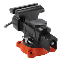 Bench Vise, 127 mm Jaw Width, 125 mm Max Jaw Opening Multipurpose Vise with 360° Swivel Locking Base, 71 mm Throat, Heavy Duty Ductile Iron Workbench Vise with Anvil, for Clamping Round Pipes