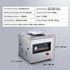 DZ-400/2F Automatic Vacuum Sealer Food Vacuum Sealing Packing Machine 220V