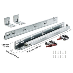 6 Pairs of 457.2mm Drawer Bottom Side Mount Rails, Heavy Duty Full Ball Bearing Extension Steel Track, Soft-Close Noiseless Guide Glides Cabinet Kitchen Runners with Locking Mechanism, 100 Lbs