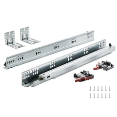 6 Pairs of 457.2mm Drawer Bottom Side Mount Rails, Heavy Duty Full Ball Bearing Extension Steel Track, Soft-Close Noiseless Guide Glides Cabinet Kitchen Runners with Locking Mechanism, 100 Lbs