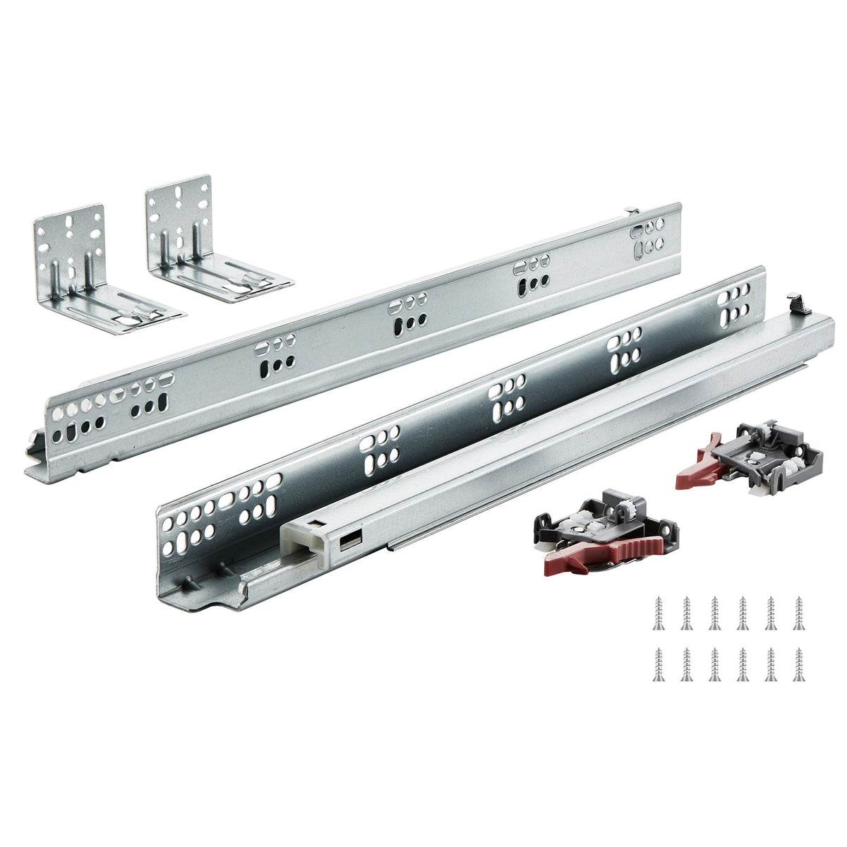 6 Pairs of 457.2mm Drawer Bottom Side Mount Rails, Heavy Duty Full Ball Bearing Extension Steel Track, Soft-Close Noiseless Guide Glides Cabinet Kitchen Runners with Locking Mechanism, 100 Lbs