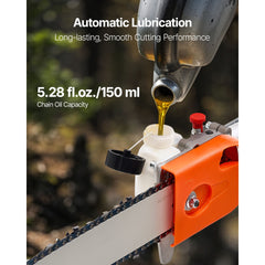 Gas Pole Saw, 43CC 2 Stroke Gas Powered Pole Saws with 25.4 cm Cutting Bar, Cordless Tree Trimmer with Rotatable Head, 2.1 to 3.6 m Extendable, Powerful Chainsaw for Tree Trimming Pruning