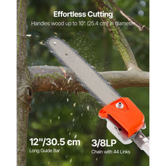 Gas Pole Saw, 25CC 2 Stroke Gas Powered Pole Saws with 30.5 cm Cutting Bar, Cordless Tree Trimmer with 650ml Fuel Tank, 2.12 to 3.62 m Extendable, Powerful Chainsaw for Tree Trimming Pruning