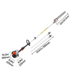 Gas Pole Saw, 25CC 2 Stroke Gas Powered Pole Saws with 30.5 cm Cutting Bar, Cordless Tree Trimmer with 650ml Fuel Tank, 2.12 to 3.62 m Extendable, Powerful Chainsaw for Tree Trimming Pruning