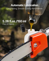 Gas Pole Saw, 25CC 2 Stroke Gas Powered Pole Saws with 20.3 cm Cutting Bar, Cordless Tree Trimmer with 650ml Fuel Tank, 2 to 2.74 m Extendable, Powerful Chainsaw for Tree Trimming Pruning