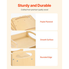 Montessori Weaning Table and Chair Set, Wooden Toddler Table and Chair Set for Aged 1-5, Adjustable Height Kids Montessori Chair and Activity Table, Ideal for Reading, Eating, Playing - Natural