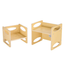 Montessori Weaning Table and Chair Set, Wooden Toddler Table and Chair Set for Aged 1-5, Adjustable Height Kids Montessori Chair and Activity Table, Ideal for Reading, Eating, Playing - Natural