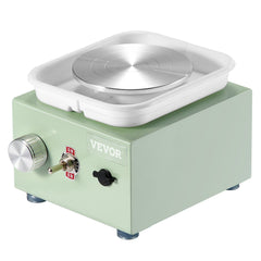VEVOR Mini Pottery Wheel, 0-320RPM Adjustable Speed Detachable Basin Forming Machine, 2.56in/3.94in 2 Turntables Electric Ceramic Wheel Machine, 18pcs Accessories, for Art Craft Work Home DIY, Green