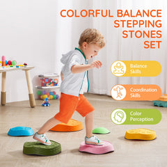 Kids Balance Stepping Stones Sensory Obstacle Course 6 PCS Outdoor Indoor