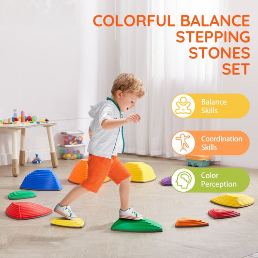 Kids Balance Stepping Stones Sensory Obstacle Course 12 PCS Outdoor Indoor