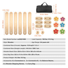 Kids Balance Beam Stepping Stones Gymnastics Children Balance Board 6 PCS