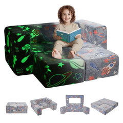 Modular Kids Play Couch 4Pcs DIY Glow in the Dark Toddler Chair Grey
