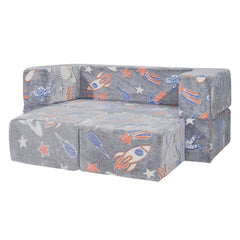 Modular Kids Play Couch 4Pcs DIY Glow in the Dark Toddler Chair Grey