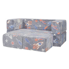 Modular Kids Play Couch 4Pcs DIY Glow in the Dark Toddler Chair Grey