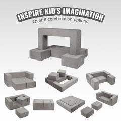 Modular Kids Play Couch 4Pcs DIY Creative Child Sectional Sofa Dark Grey