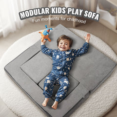 Modular Kids Play Couch 4Pcs DIY Creative Child Sectional Sofa Dark Grey