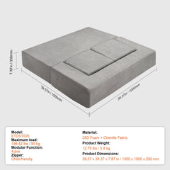 Modular Kids Play Couch 4Pcs DIY Creative Child Sectional Sofa Dark Grey