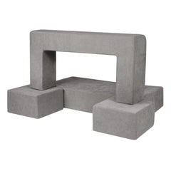 Modular Kids Play Couch 4Pcs DIY Creative Child Sectional Sofa Dark Grey