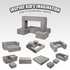 Modular Kids Play Couch 4Pcs DIY Creative Child Sectional Sofa Dark Grey