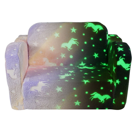 Foldable Baby Chair 2-in-1 Baby Lounger Couch Glow in Dark Kids Sofa