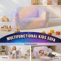 Foldable Baby Chair 2-in-1 Baby Lounger Couch Glow in Dark Kids Sofa