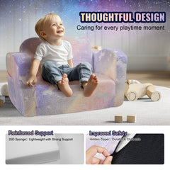 Foldable Baby Chair 2-in-1 Baby Lounger Couch Glow in Dark Kids Sofa