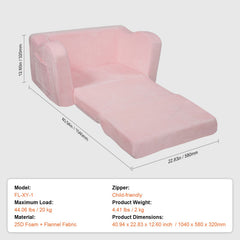 Baby Chair Foldable 2-in-1 Comfy Baby Lounger Couch Kids Sofa Pink