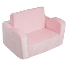 Baby Chair Foldable 2-in-1 Comfy Baby Lounger Couch Kids Sofa Pink