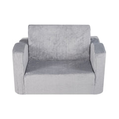 Baby Chair Foldable 2-in-1 Comfy Baby Lounger Couch Kids Sofa Grey