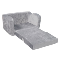 Baby Chair Foldable 2-in-1 Comfy Baby Lounger Couch Kids Sofa Grey