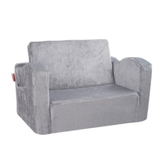 Baby Chair Foldable 2-in-1 Comfy Baby Lounger Couch Kids Sofa Grey