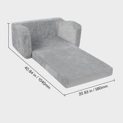 Baby Chair Foldable 2-in-1 Comfy Baby Lounger Couch Kids Sofa Grey